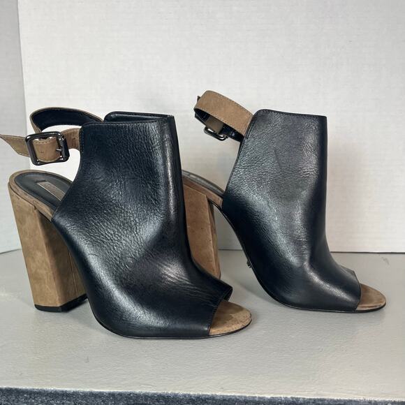 Schutz Quesadilha Yucca Slingback Heels Size 8.5 Black Leather Block Heel - Picture 4 of 16